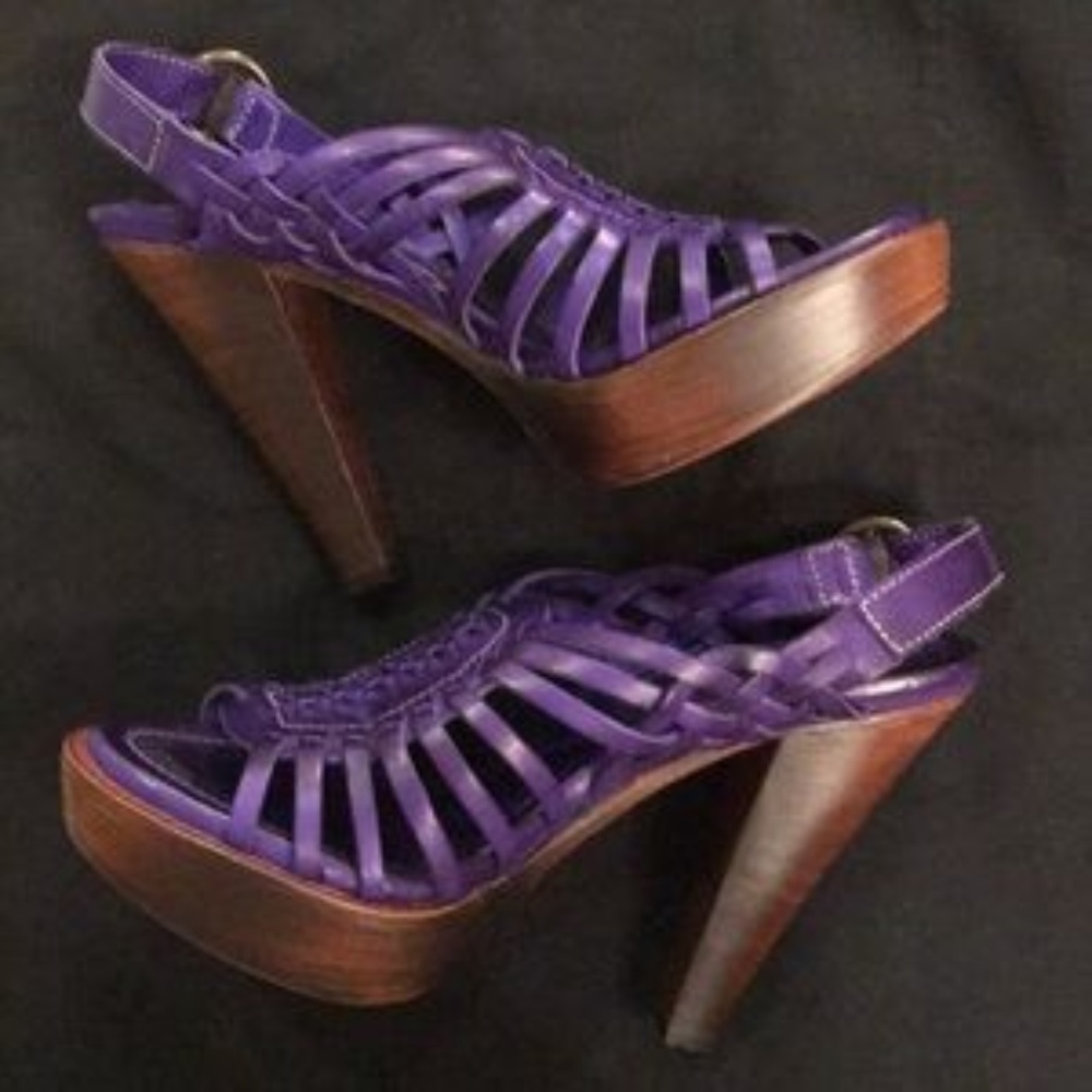 Frye Joy Huarache Deep Purple Heels Sandals Sz.7.5